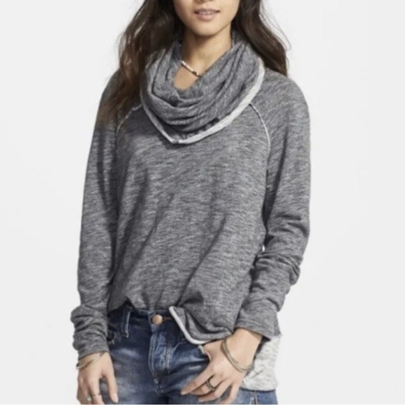 Free People Tops - FREE PEOPLE Beach One Body Cocoon Cowl Neck Pullover Top Long Sleeve Gray Small